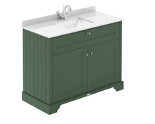 Hudson Reed Old London 1000mm Cabinet & Marble Top (1th) Trad Hunter Green MDF Vinyl Smooth Matt 850x1055x510mm - JJ Building Materials
