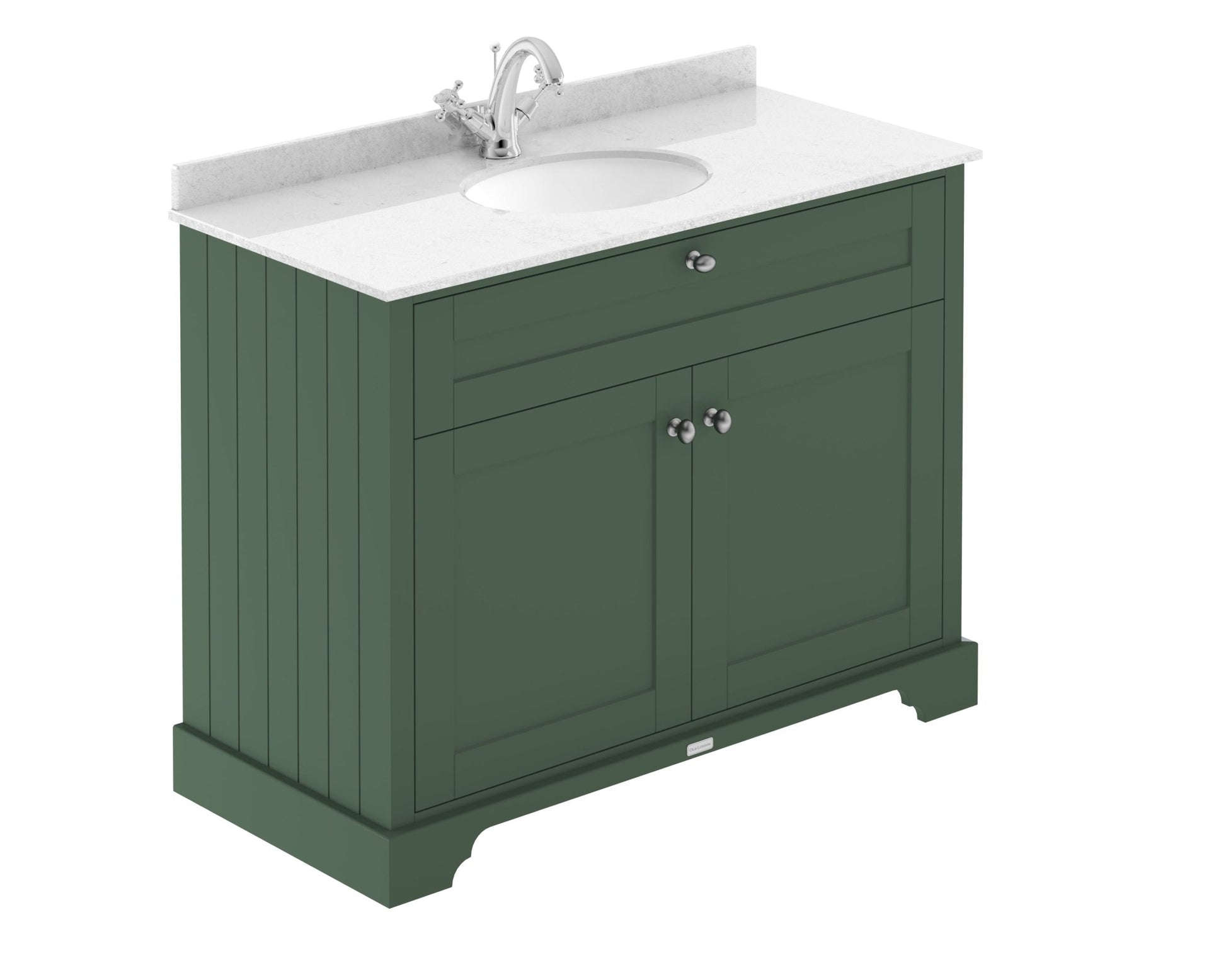 Hudson Reed Old London 1000mm Cabinet & Marble Top (1th) Trad Hunter Green MDF Vinyl Smooth Matt 886x1020x470mm - LOF877 - JJ Building Materials