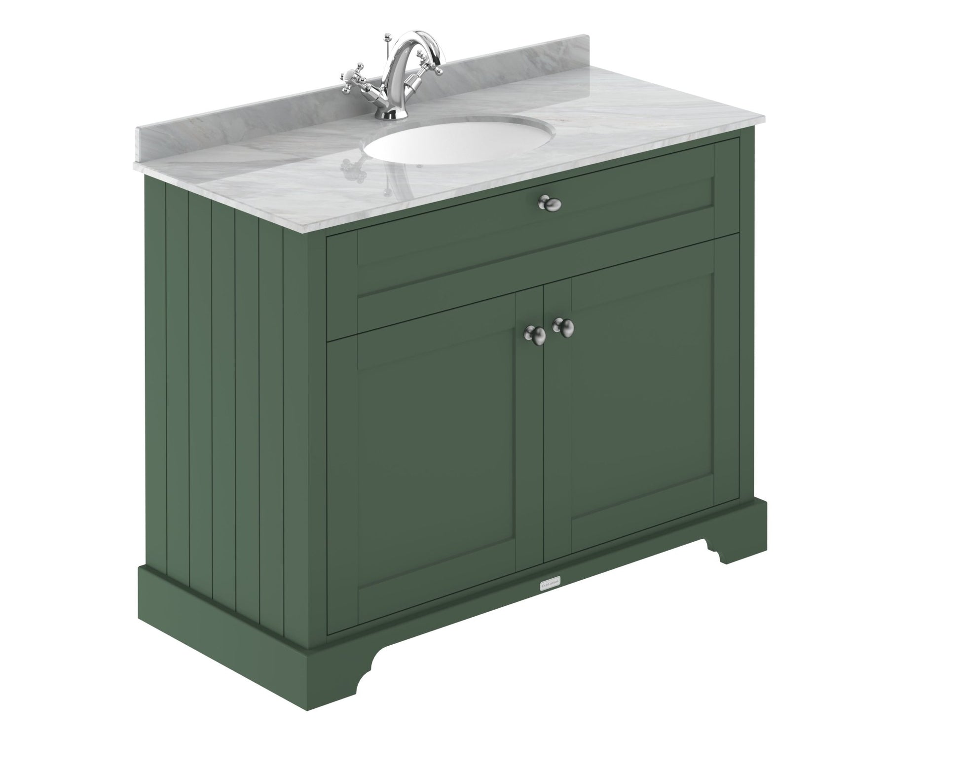 Hudson Reed Old London 1000mm Cabinet & Marble Top (1th) Trad Hunter Green MDF Vinyl Smooth Matt 886x1020x470mm - LOF878 - JJ Building Materials