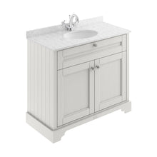 Hudson Reed Old London 1000mm Cabinet & Marble Top (1th) Trad Timeless Sand MDF Vinyl Textured Woodgrain 886x1020x470mm - LOF478 - JJ Building Materials