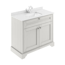 Hudson Reed Old London 1000mm Cabinet & Marble Top (1th) Trad Timeless Sand MDF Vinyl Textured Woodgrain 886x1021x471mm - JJ Building Materials