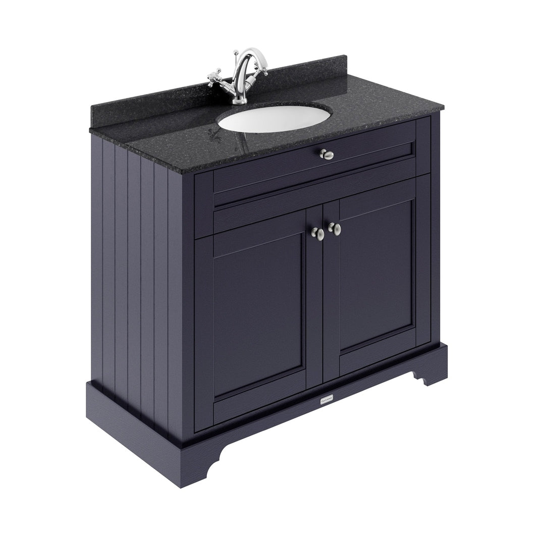 Hudson Reed Old London 1000mm Cabinet & Marble Top (1th) Trad Twilight Blue MDF Vinyl Textured Woodgrain 886x1020x470mm - LOF376 - JJ Building Materials