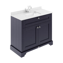 Hudson Reed Old London 1000mm Cabinet & Marble Top (1th) Trad Twilight Blue MDF Vinyl Textured Woodgrain 886x1021x471mm - JJ Building Materials