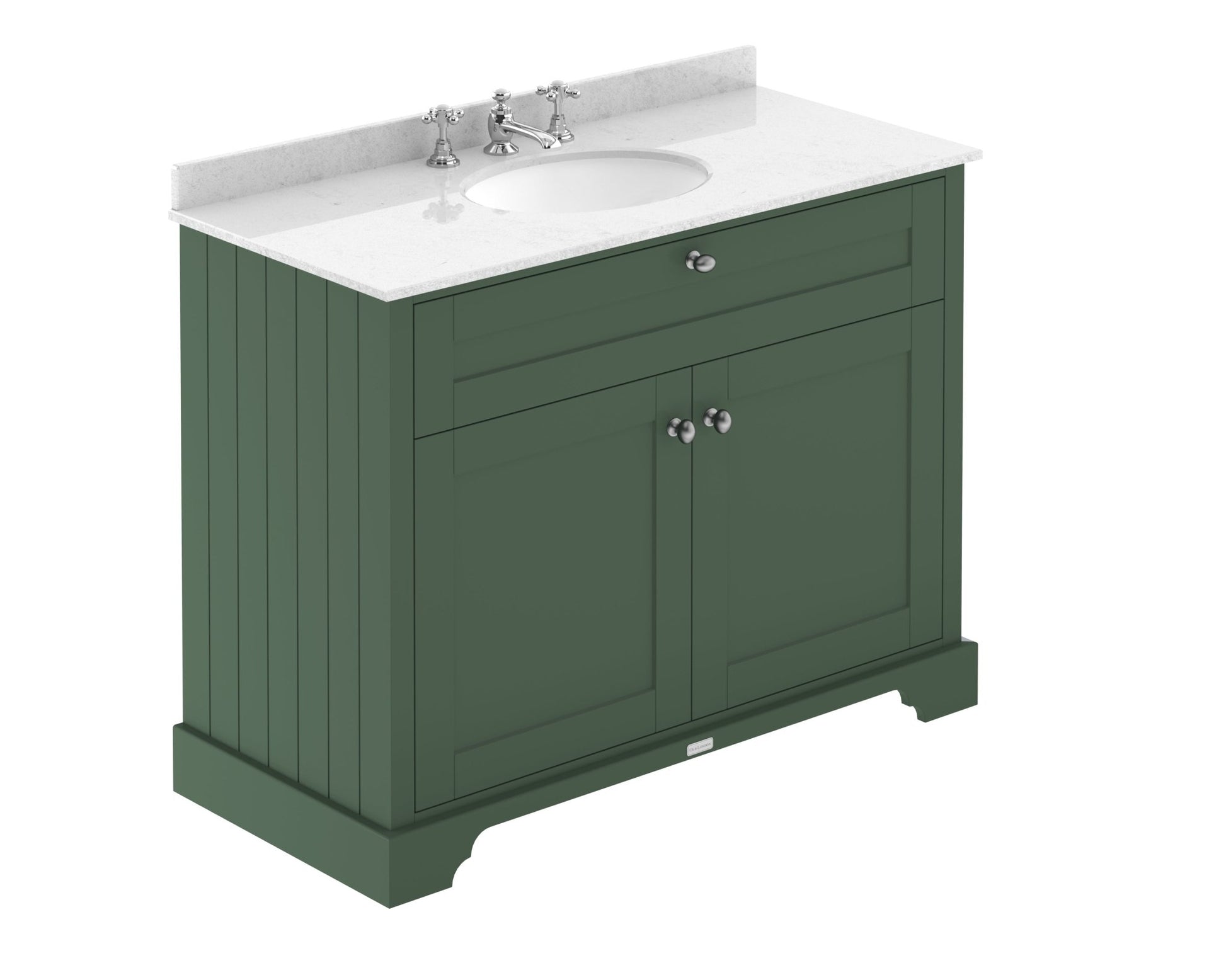 Hudson Reed Old London 1000mm Cabinet & Marble Top (3th) Trad Hunter Green MDF Vinyl Smooth Matt 886x1020x470mm - LOF880 - JJ Building Materials