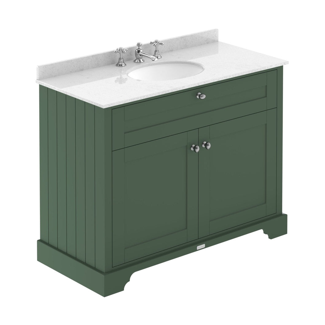 Hudson Reed Old London 1000mm Cabinet & Marble Top (3th) Trad Hunter Green MDF Vinyl Smooth Matt 886x1020x470mm - LOF880 - JJ Building Materials