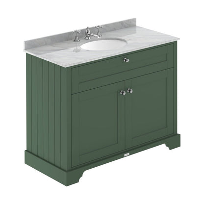 Hudson Reed Old London 1000mm Cabinet & Marble Top (3th) Trad Hunter Green MDF Vinyl Smooth Matt 886x1020x470mm - LOF881 - JJ Building Materials