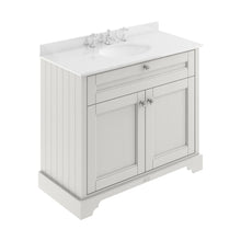 Hudson Reed Old London 1000mm Cabinet & Marble Top (3th) Trad Timeless Sand MDF Vinyl Textured Woodgrain 886x1020x470mm - LOF480 - JJ Building Materials