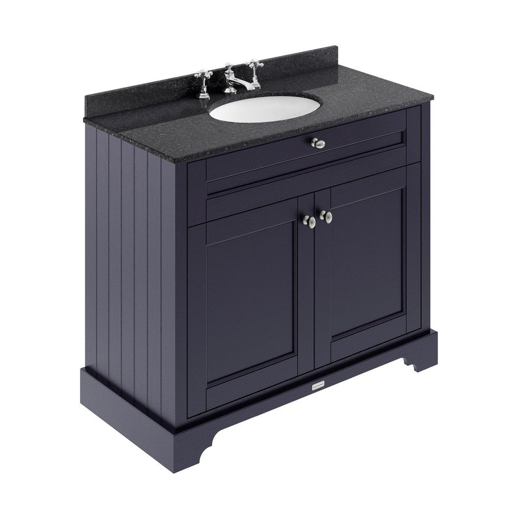 Hudson Reed Old London 1000mm Cabinet & Marble Top (3th) Trad Twilight Blue MDF Vinyl Textured Woodgrain 886x1020x470mm - LOF379 - JJ Building Materials
