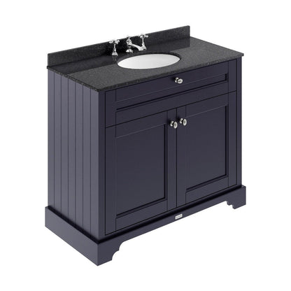 Hudson Reed Old London 1000mm Cabinet & Marble Top (3th) Trad Twilight Blue MDF Vinyl Textured Woodgrain 886x1020x470mm - LOF379 - JJ Building Materials