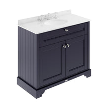 Hudson Reed Old London 1000mm Cabinet & Marble Top (3th) Trad Twilight Blue MDF Vinyl Textured Woodgrain 886x1020x470mm - LOF380 - JJ Building Materials