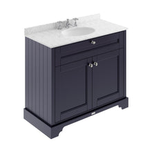 Hudson Reed Old London 1000mm Cabinet & Marble Top (3th) Trad Twilight Blue MDF Vinyl Textured Woodgrain 886x1020x470mm - LOF381 - JJ Building Materials