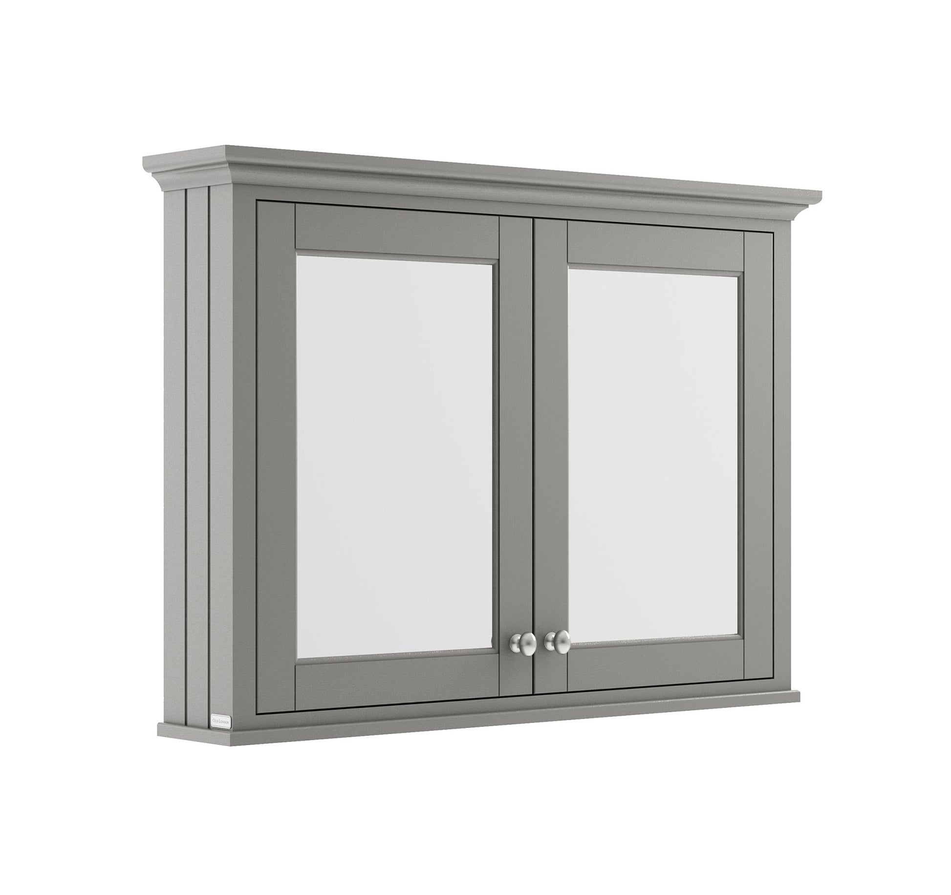 Hudson Reed Old London 1050mm Mirror Cabinet Trad Storm Grey MDF Vinyl Textured Woodgrain 752x1050x193mm - JJ Building Materials