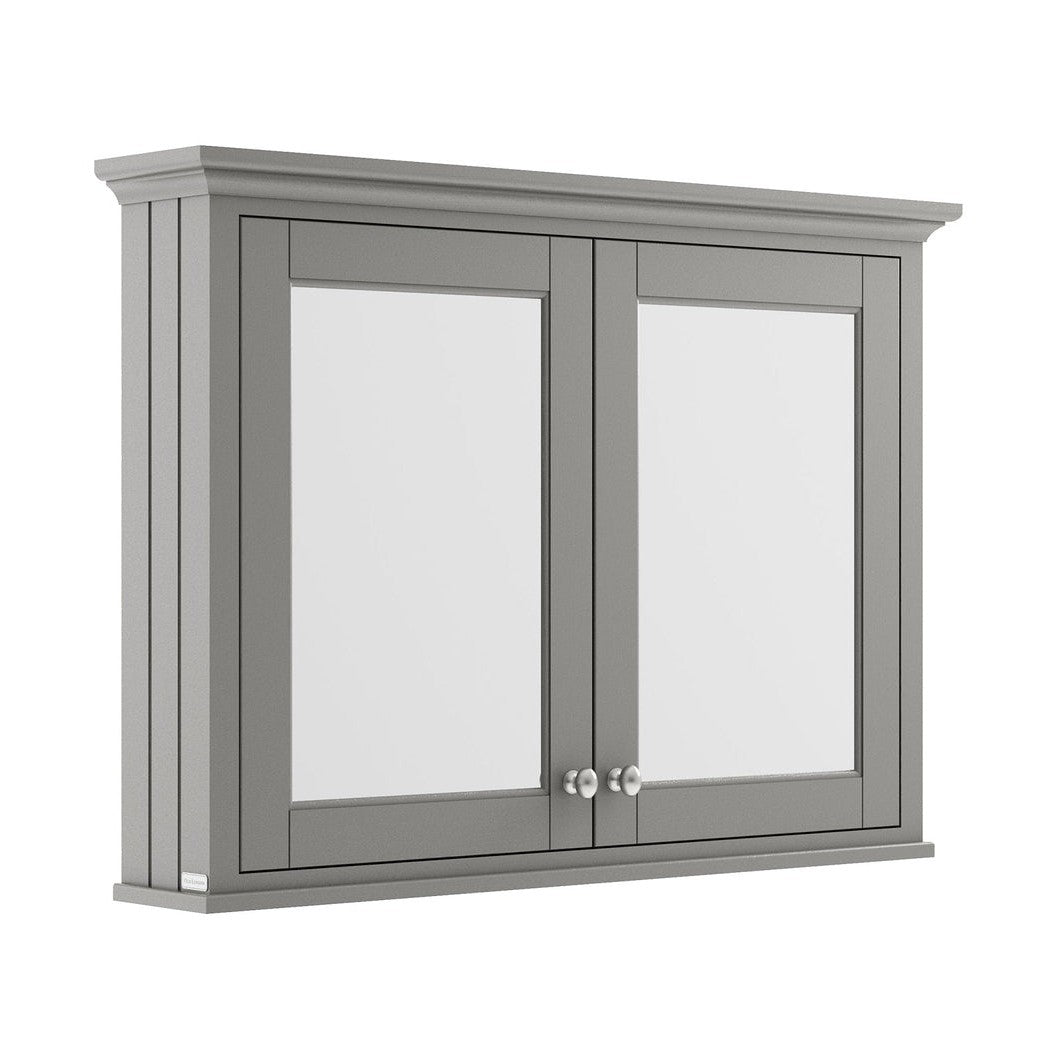 Hudson Reed Old London 1050mm Mirror Cabinet Trad Storm Grey MDF Vinyl Textured Woodgrain 752x1050x193mm - JJ Building Materials