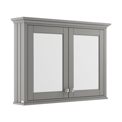 Hudson Reed Old London 1050mm Mirror Cabinet Trad Storm Grey MDF Vinyl Textured Woodgrain 752x1050x193mm - JJ Building Materials