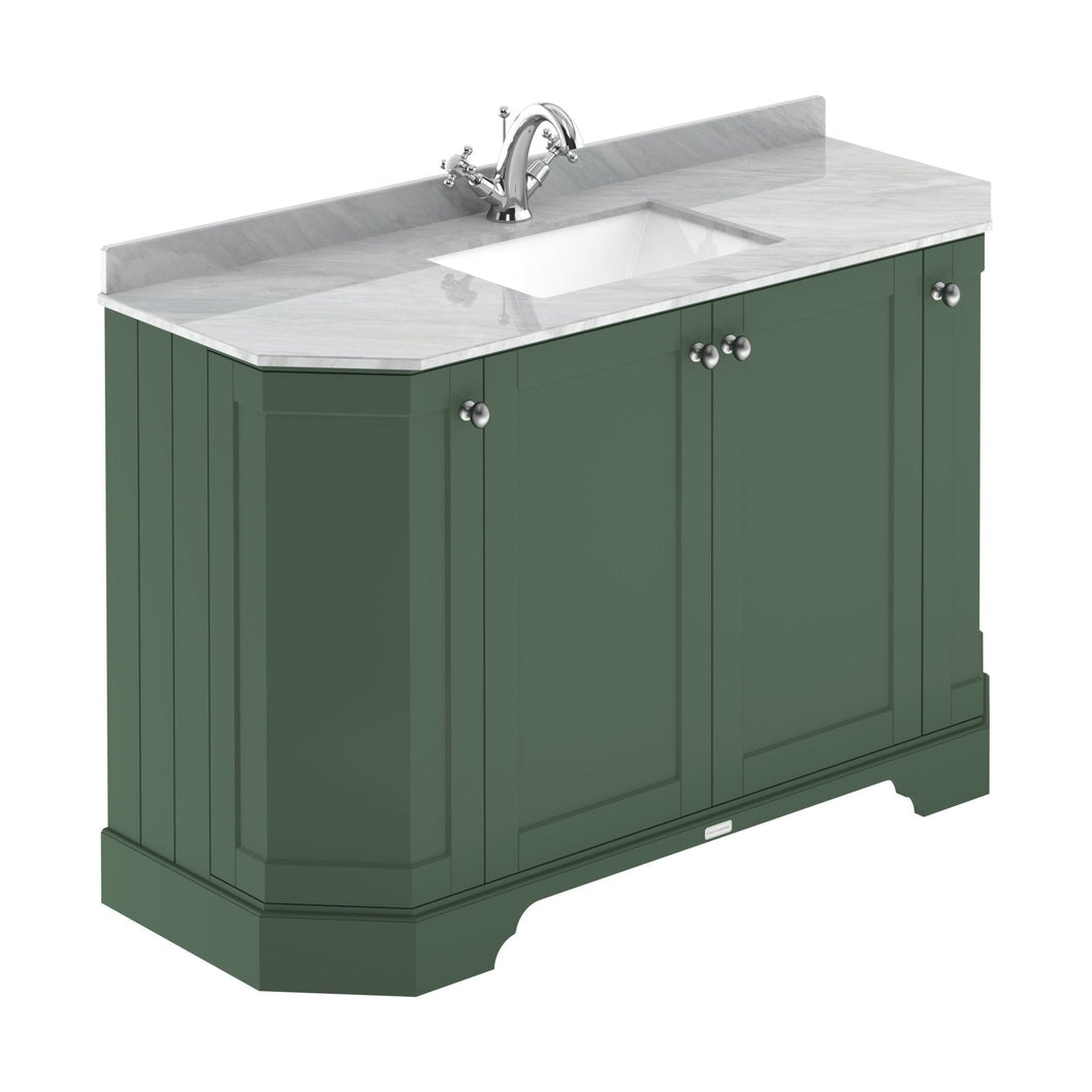 Hudson Reed Old London 1200mm 4-door Angled Unit & Marble Top 1th Trad Hunter Green MDF Vinyl Smooth Matt 888x1236x470mm - LOF860 - JJ Building Materials