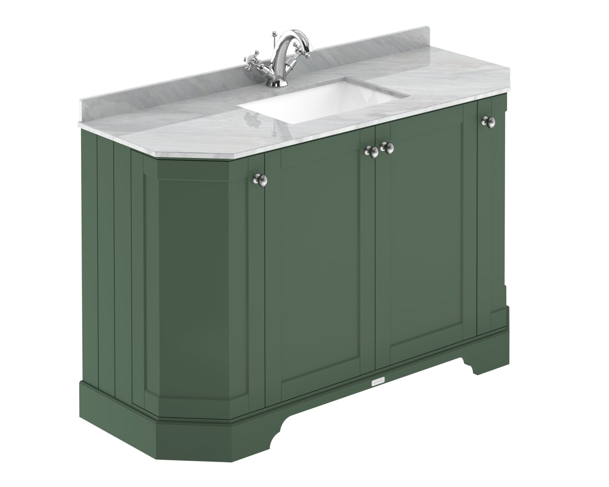Hudson Reed Old London 1200mm 4 - door Angled Unit & Marble Top 1th Trad Hunter Green MDF Vinyl Smooth Matt 888x1236x470mm - LOF860 - JJ Building Materials
