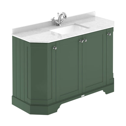 Hudson Reed Old London 1200mm 4-door Angled Unit & Marble Top 1th Trad Hunter Green MDF Vinyl Smooth Matt 888x1236x470mm - LOF861 - JJ Building Materials