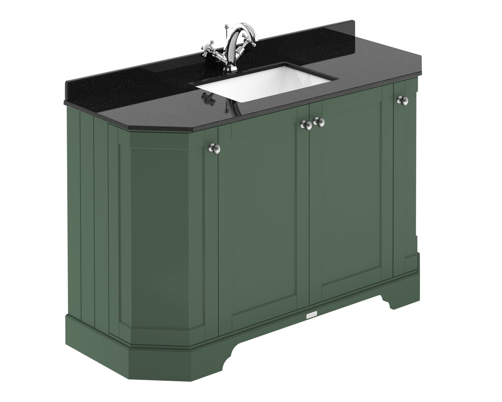 Hudson Reed Old London 1200mm 4 - door Angled Unit & Marble Top 1th Trad Hunter Green MDF Vinyl Smooth Matt 888x1236x470mm - LOF862 - JJ Building Materials