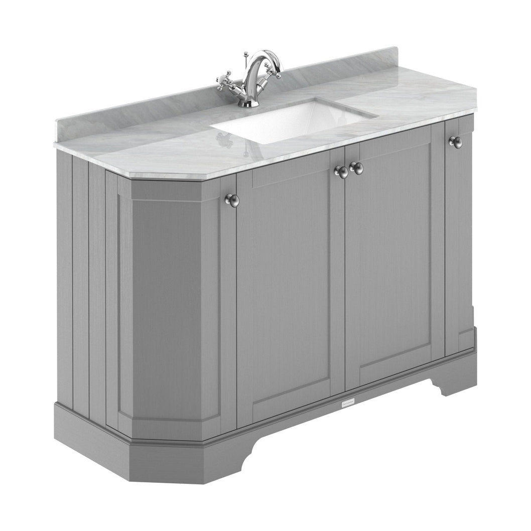 Hudson Reed Old London 1200mm 4-door Angled Unit & Marble Top 1th Trad Storm Grey MDF Vinyl Textured Woodgrain 888x1236x470mm - LOF260 - JJ Building Materials