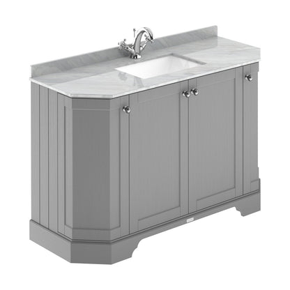 Hudson Reed Old London 1200mm 4-door Angled Unit & Marble Top 1th Trad Storm Grey MDF Vinyl Textured Woodgrain 888x1236x470mm - LOF260 - JJ Building Materials