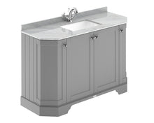 Hudson Reed Old London 1200mm 4 - door Angled Unit & Marble Top 1th Trad Storm Grey MDF Vinyl Textured Woodgrain 888x1236x470mm - LOF260 - JJ Building Materials