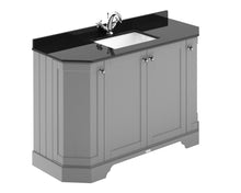 Hudson Reed Old London 1200mm 4 - door Angled Unit & Marble Top 1th Trad Storm Grey MDF Vinyl Textured Woodgrain 888x1236x470mm - LOF262 - JJ Building Materials