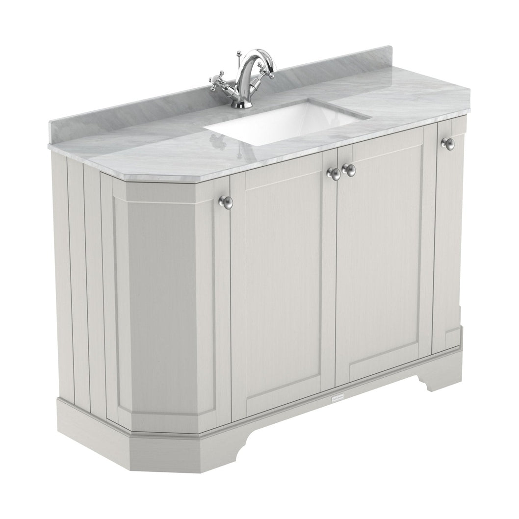 Hudson Reed Old London 1200mm 4-door Angled Unit & Marble Top 1th Trad Timeless Sand MDF Vinyl Textured Woodgrain 888x1236x470mm - LOF460 - JJ Building Materials