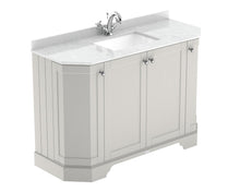 Hudson Reed Old London 1200mm 4 - door Angled Unit & Marble Top 1th Trad Timeless Sand MDF Vinyl Textured Woodgrain 888x1236x470mm - LOF461 - JJ Building Materials