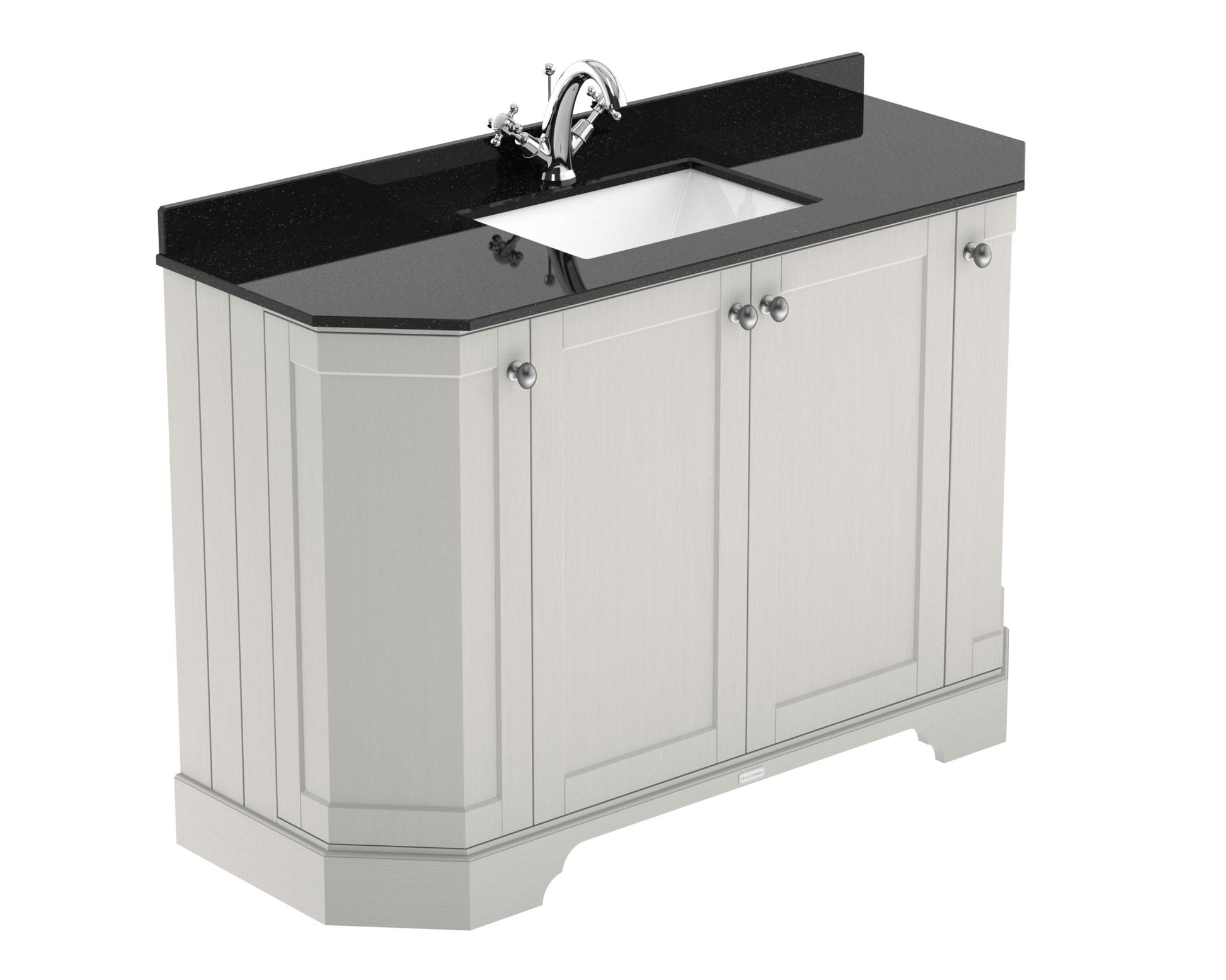 Hudson Reed Old London 1200mm 4 - door Angled Unit & Marble Top 1th Trad Timeless Sand MDF Vinyl Textured Woodgrain 888x1236x470mm - LOF462 - JJ Building Materials