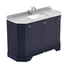 Hudson Reed Old London 1200mm 4-door Angled Unit & Marble Top 1th Trad Twilight Blue MDF Vinyl Textured Woodgrain 888x1236x470mm - LOF360 - JJ Building Materials