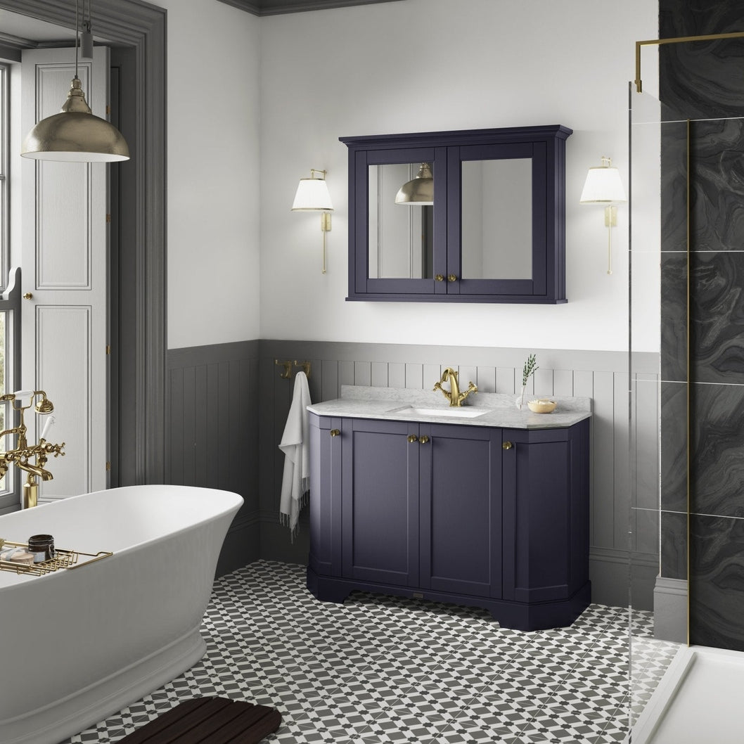 Hudson Reed Old London 1200mm 4-door Angled Unit & Marble Top 1th Trad Twilight Blue MDF Vinyl Textured Woodgrain 888x1236x470mm - LOF360 - JJ Building Materials