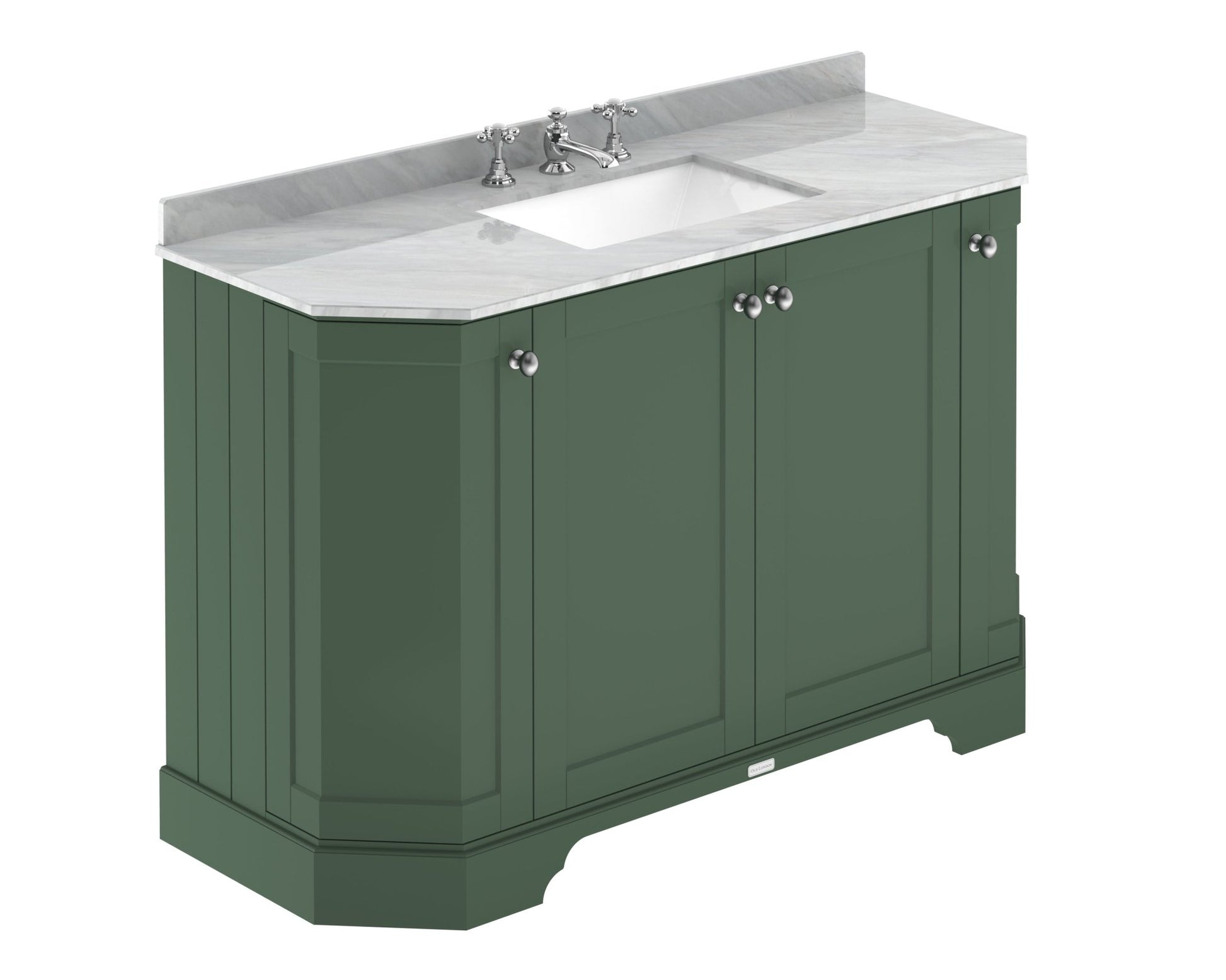 Hudson Reed Old London 1200mm 4 - door Angled Unit & Marble Top 3th Trad Hunter Green MDF Vinyl Smooth Matt 888x1236x470mm - LOF857 - JJ Building Materials