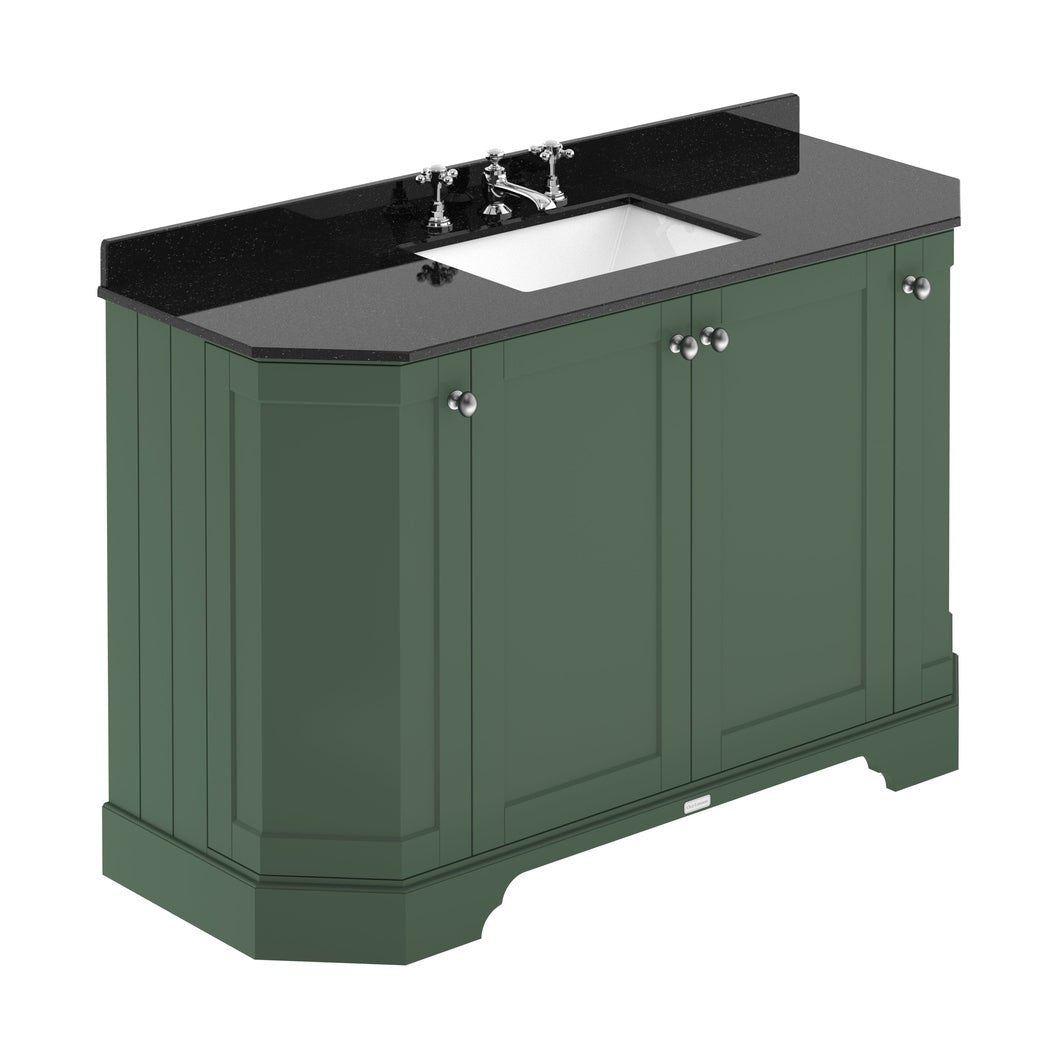 Hudson Reed Old London 1200mm 4-door Angled Unit & Marble Top 3th Trad Hunter Green MDF Vinyl Smooth Matt 888x1236x470mm - LOF859 - JJ Building Materials