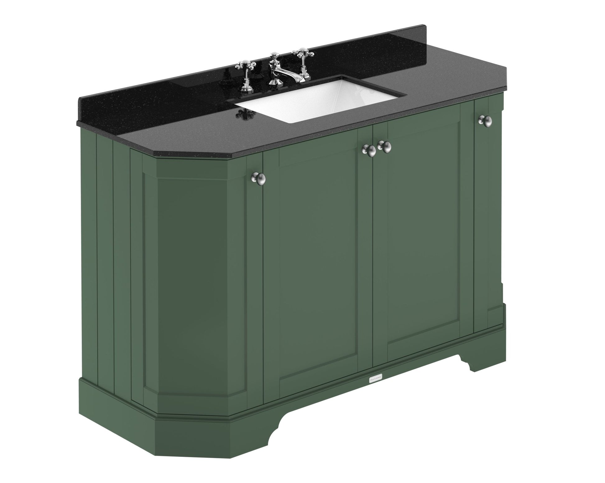 Hudson Reed Old London 1200mm 4 - door Angled Unit & Marble Top 3th Trad Hunter Green MDF Vinyl Smooth Matt 888x1236x470mm - LOF859 - JJ Building Materials