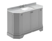 Hudson Reed Old London 1200mm 4 - door Angled Unit & Marble Top 3th Trad Storm Grey MDF Vinyl Textured Woodgrain 888x1236x470mm - LOF257 - JJ Building Materials