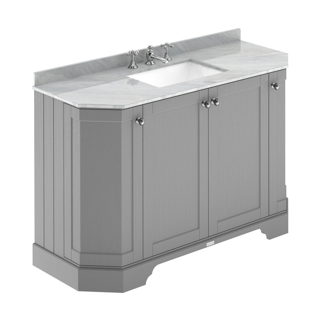 Hudson Reed Old London 1200mm 4-door Angled Unit & Marble Top 3th Trad Storm Grey MDF Vinyl Textured Woodgrain 888x1236x470mm - LOF257 - JJ Building Materials
