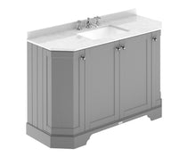 Hudson Reed Old London 1200mm 4 - door Angled Unit & Marble Top 3th Trad Storm Grey MDF Vinyl Textured Woodgrain 888x1236x470mm - LOF258 - JJ Building Materials