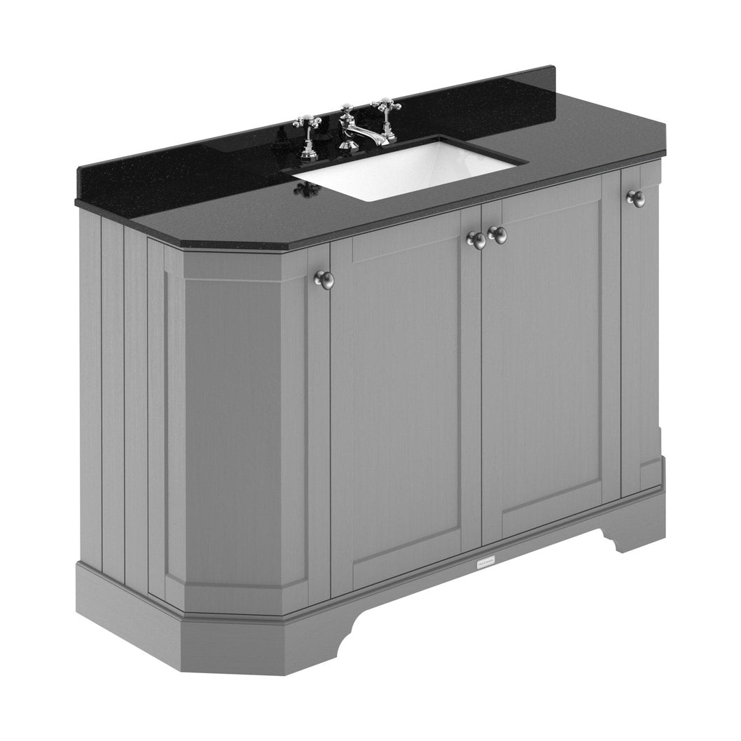 Hudson Reed Old London 1200mm 4-door Angled Unit & Marble Top 3th Trad Storm Grey MDF Vinyl Textured Woodgrain 888x1236x470mm - LOF259 - JJ Building Materials