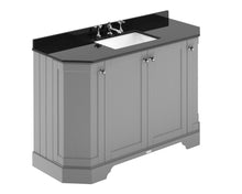Hudson Reed Old London 1200mm 4 - door Angled Unit & Marble Top 3th Trad Storm Grey MDF Vinyl Textured Woodgrain 888x1236x470mm - LOF259 - JJ Building Materials