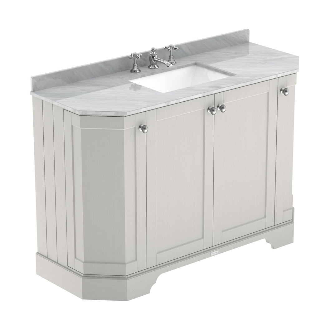 Hudson Reed Old London 1200mm 4-door Angled Unit & Marble Top 3th Trad Timeless Sand MDF Vinyl Textured Woodgrain 888x1236x470mm - LOF457 - JJ Building Materials