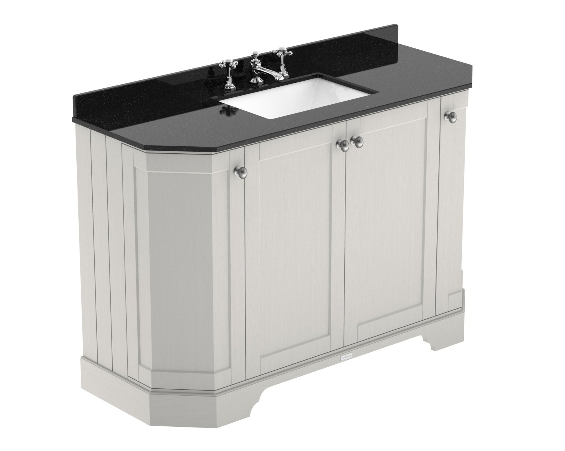 Hudson Reed Old London 1200mm 4 - door Angled Unit & Marble Top 3th Trad Timeless Sand MDF Vinyl Textured Woodgrain 888x1236x470mm - LOF459 - JJ Building Materials