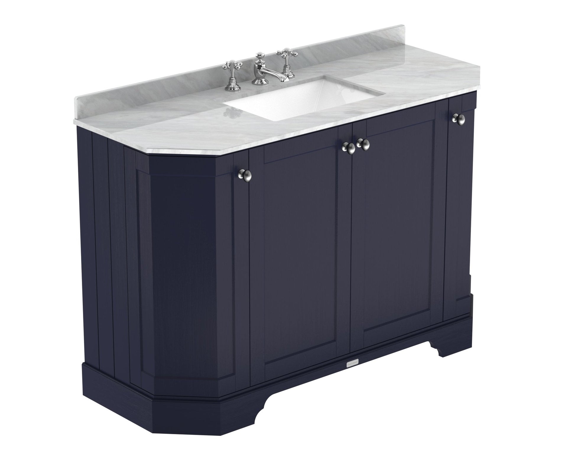 Hudson Reed Old London 1200mm 4 - door Angled Unit & Marble Top 3th Trad Twilight Blue MDF Vinyl Textured Woodgrain 888x1236x470mm - LOF357 - JJ Building Materials