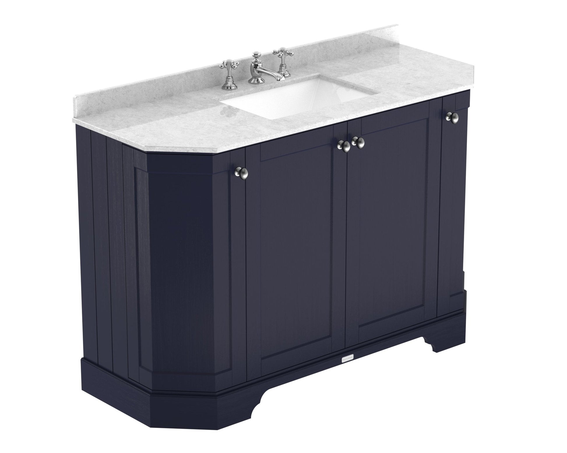 Hudson Reed Old London 1200mm 4 - door Angled Unit & Marble Top 3th Trad Twilight Blue MDF Vinyl Textured Woodgrain 888x1236x470mm - LOF358 - JJ Building Materials