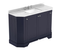 Hudson Reed Old London 1200mm 4 - door Angled Unit & Marble Top 3th Trad Twilight Blue MDF Vinyl Textured Woodgrain 888x1236x470mm - LOF358 - JJ Building Materials