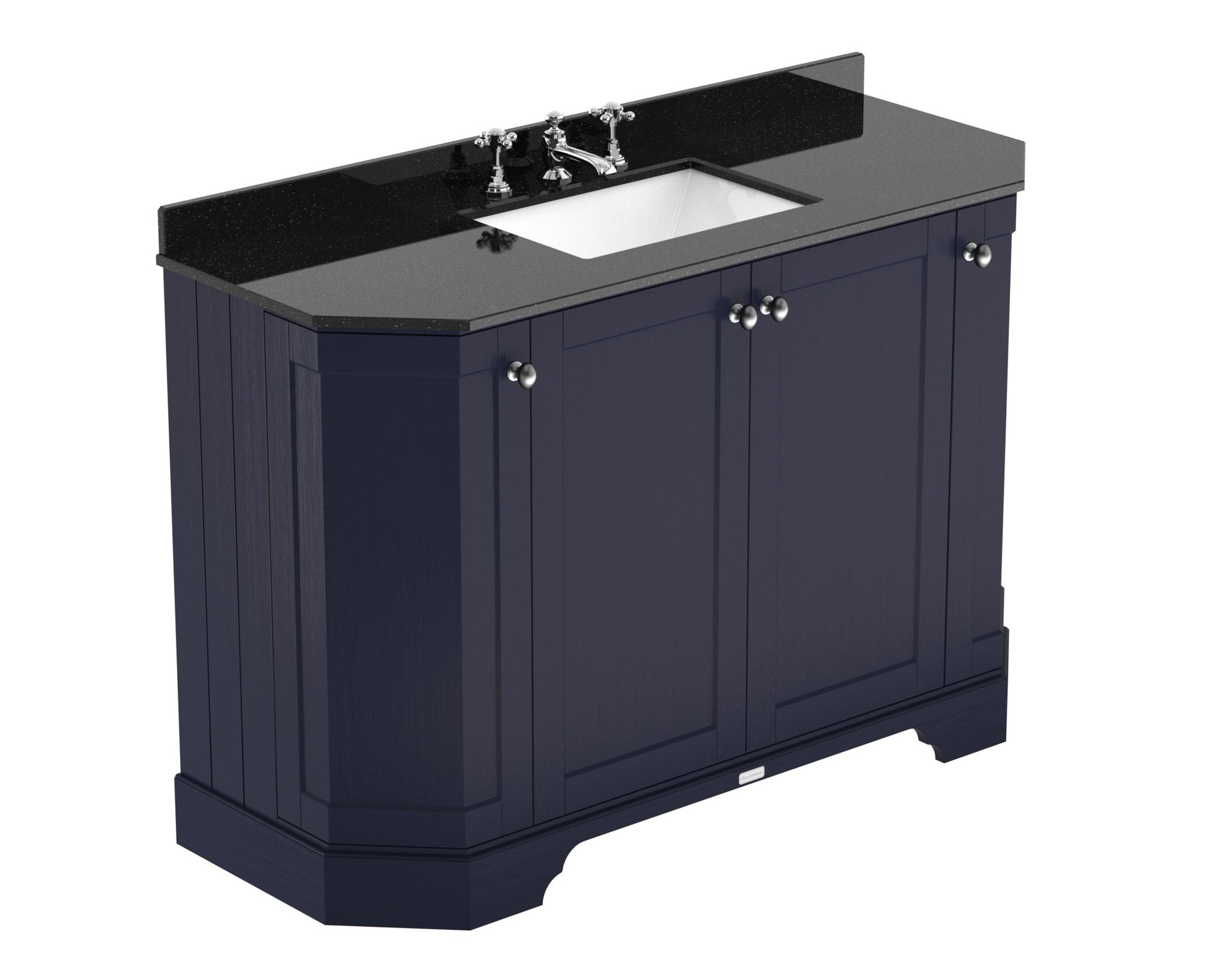 Hudson Reed Old London 1200mm 4 - door Angled Unit & Marble Top 3th Trad Twilight Blue MDF Vinyl Textured Woodgrain 888x1236x470mm - LOF359 - JJ Building Materials