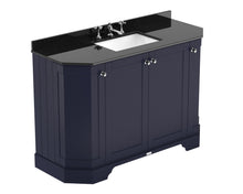 Hudson Reed Old London 1200mm 4 - door Angled Unit & Marble Top 3th Trad Twilight Blue MDF Vinyl Textured Woodgrain 888x1236x470mm - LOF359 - JJ Building Materials