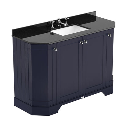 Hudson Reed Old London 1200mm 4-door Angled Unit & Marble Top 3th Trad Twilight Blue MDF Vinyl Textured Woodgrain 888x1236x470mm - LOF359 - JJ Building Materials