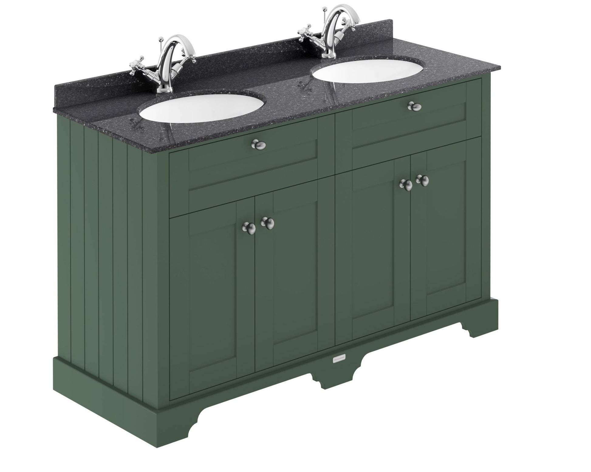 Hudson Reed Old London 1200mm Cabinet & Double Marble Top (1th) Trad Hunter Green MDF Vinyl Smooth Matt 886x1220x470mm - LOF863 - JJ Building Materials