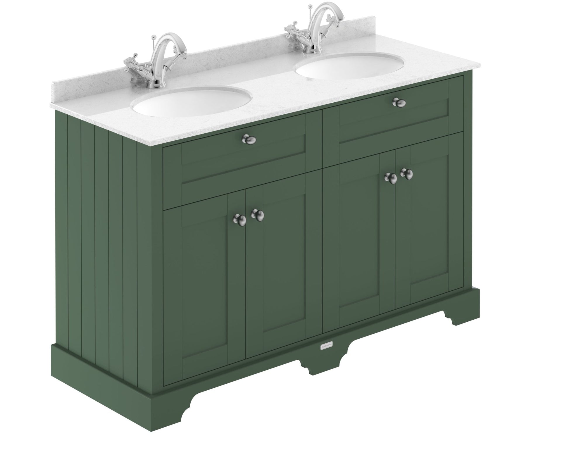 Hudson Reed Old London 1200mm Cabinet & Double Marble Top (1th) Trad Hunter Green MDF Vinyl Smooth Matt 886x1220x470mm - LOF864 - JJ Building Materials