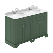Hudson Reed Old London 1200mm Cabinet & Double Marble Top (1th) Trad Hunter Green MDF Vinyl Smooth Matt 886x1220x470mm - LOF864 - JJ Building Materials